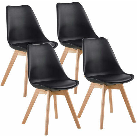 Set 4 sedie con gambe legno stile nordico - Candice