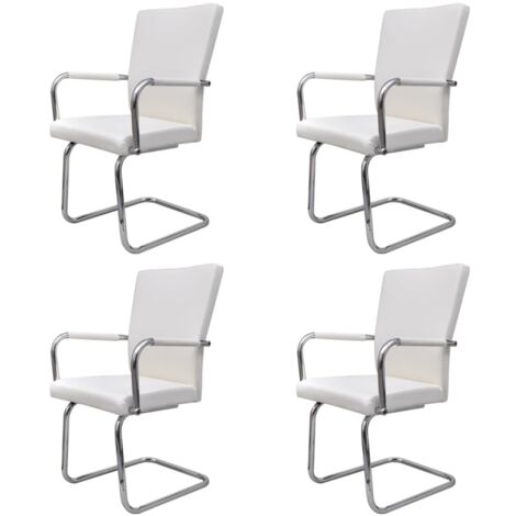 Set 4 sedie cucina sala da pranzo cantilever design moderno bianco sintetico CDS021347