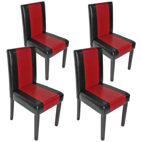 Set 4 sedie cucina sala da pranzo design moderno in PVC nero-rosso piedi scuri 040007529