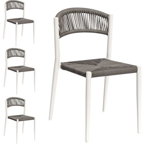 Set 4 Sedie da Esterno Alluminio Impilabili per Bar, Ristornate, Giardino Bianco