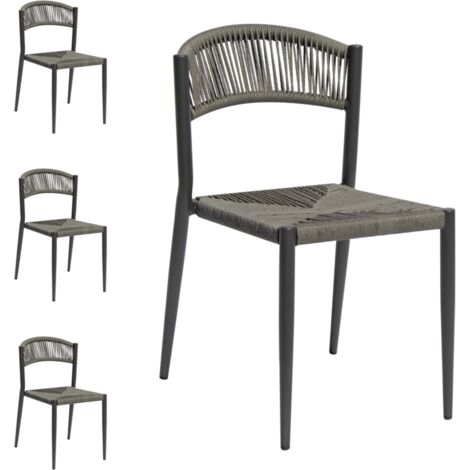 Set 4 Sedie da Esterno Alluminio Impilabili per Bar, Ristornate, Giardino Grigio