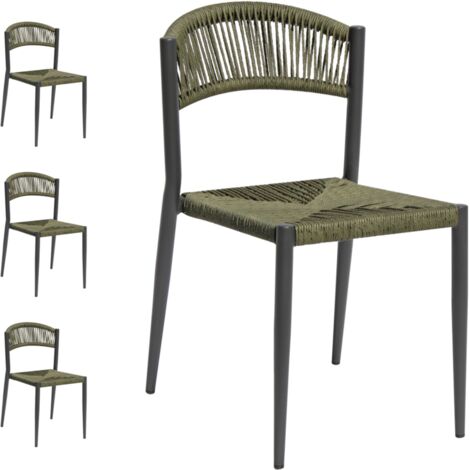 Set 4 Sedie da Esterno Alluminio Impilabili per Bar, Ristornate, Giardino Verdi