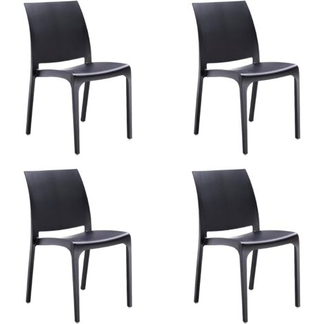 Set 4 Sedie da Giardino 46x54xH80 cm in Polipropilene e Fibra di Vetro Sofia Nera