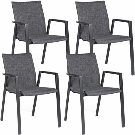 Set 4 Sedie da Giardino 55,5x60x83h cm con Braccioli Odeon Antracite Gr Scuro