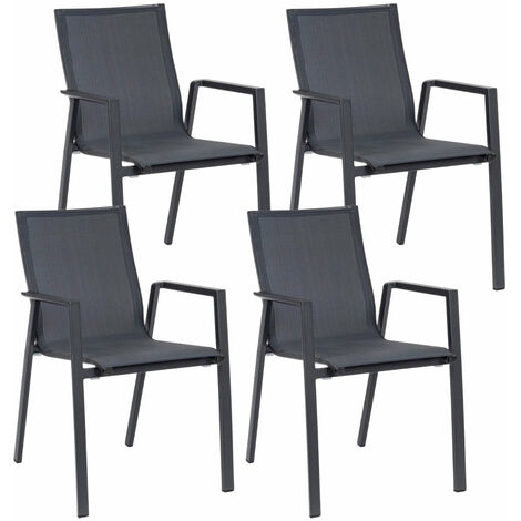Set 4 Sedie da Giardino 56x61,5x88h cm con Braccioli Krion Antracite