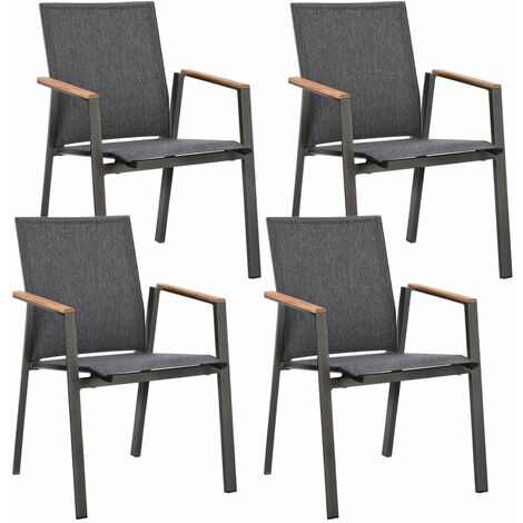 Set 4 Sedie da Giardino 59x61x88h cm con Braccioli Cameron Antracite