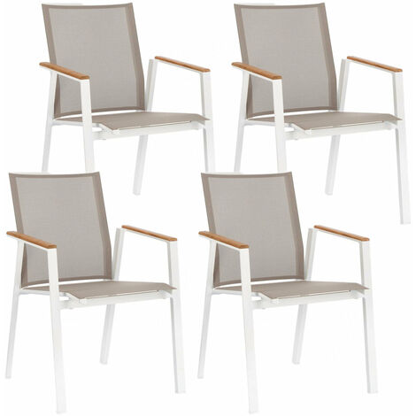 Set 4 Sedie da Giardino 59x61x88h cm con Braccioli Cameron Bianco