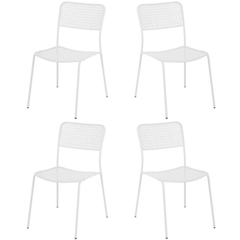 Set 4 sedie da giardino in metallo bianco - Aura
