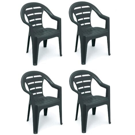 SET 4 SEDIE DA GIARDINO MOYO IN POLIPROPILENE COLORE ANTRACITE 54 X 56 X 81 CM