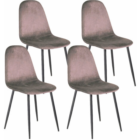 Set 4 Sedie da Interno 88x43x53 cm in Tessuto Fango