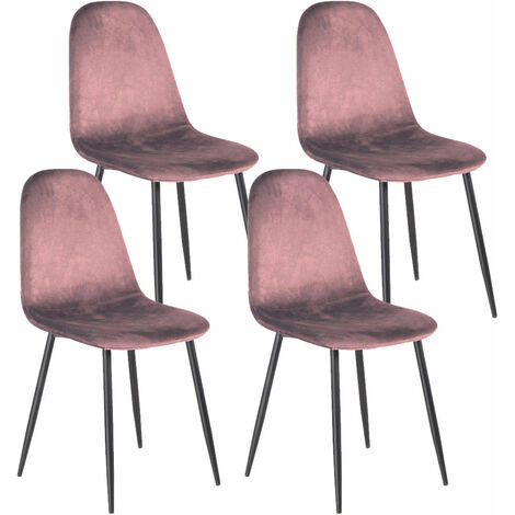 Set 4 Sedie da Interno 88x43x53 cm in Tessuto Rosa