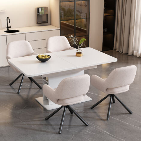 Set 4 sedie da pranzo design girevole tessuto resistente al velluto braccioli stile moderno e minimalista bianco adatte al soggiorno