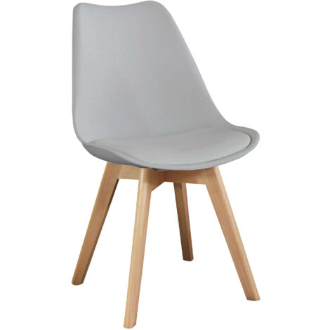 Set 4 Sedie da Pranzo Grigio con Gambe in Legno senza Braccioli