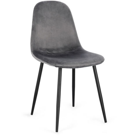 Set 4 Sedie da Pranzo in Fibra Sintetica, Nero/Grigio Scuro
