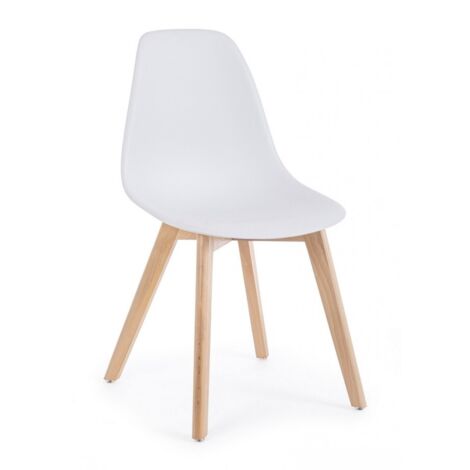 Set 4 Sedie da Pranzo in Legno di Faggio e Polipropilene, Bianco