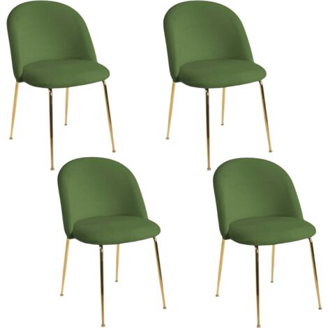 Set 4 Sedie da Pranzo in Velluto Imbottito Poltrone Cucina Bar Soggiorno cm 50x57x77 Design Moderno - Verde
