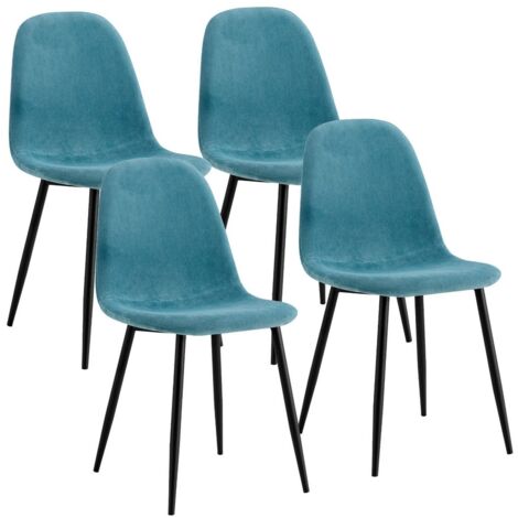 Set 4 Sedie da salotto Imbottite in Tessuto Bella Blu Navy