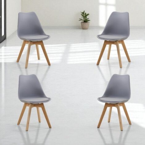Set 4 sedie grigie Kaira per cucina con gambe in legno di faggio