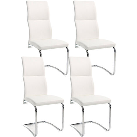 Set 4 Sedie Imbottite 44x58x104 cm Thelma in Ecopelle Bianco