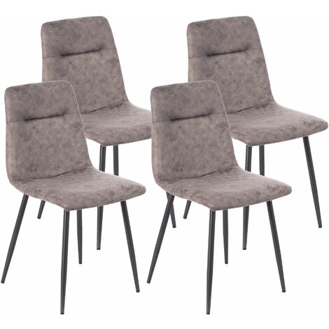 Set 4 Sedie Imbottite 49x48,5x88 cm in Similpelle Grigio Vintage