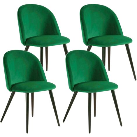 Set 4 Sedie Imbottite 49x52x79 cm in Velluto Verde e Nero