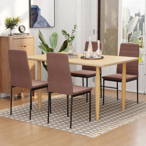 Set 4 Sedie Imbottite per Soggiorno o Sala da Pranzo, Sedie da Cucina Moderne, in Metallo e Tessuto Cachi