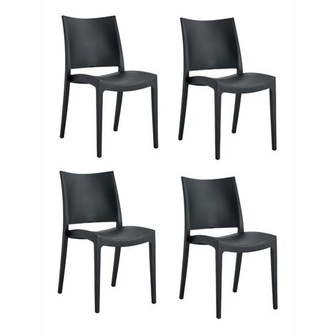 Set 4 sedie impilabili in polipropilene grigio - Dibra