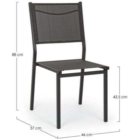 Set 4 Sedie in alluminio e Textilene Antracite
