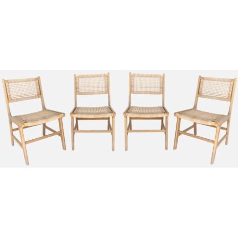 Set 4 sedie in canna e legno