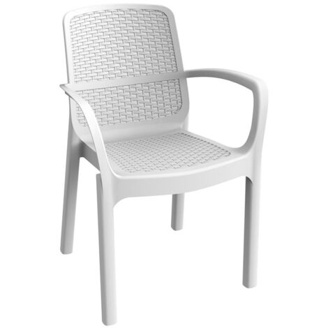 Set 4 Sedie in Resina da Giardino Impilabile Numana Bianca 58 x 56,5 x 83 cm