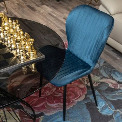 Set 4 sedie in velluto Margot Blu