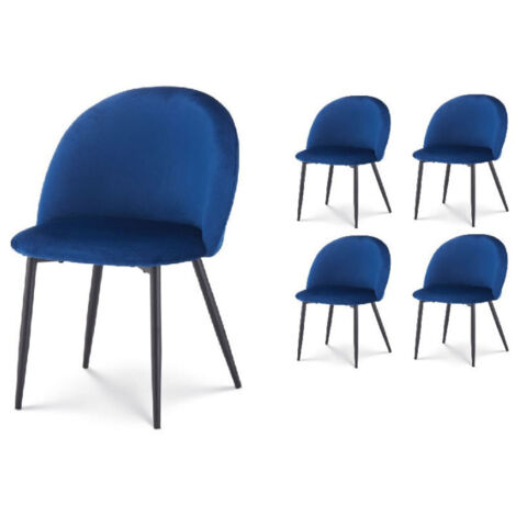 Set 4 sedie ISALYS in velluto blu scuro