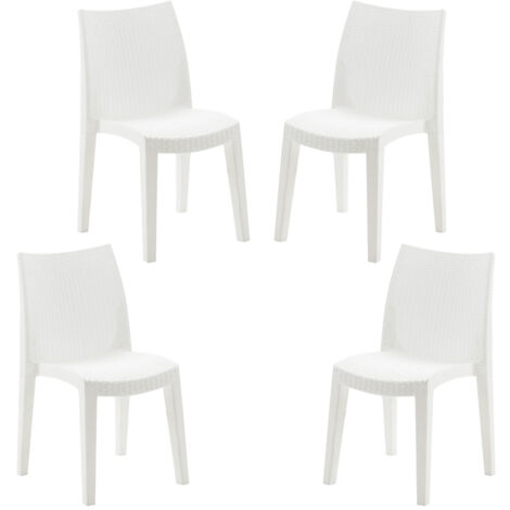 SET 4 SEDIE LADY IMPILABILE DA ESTERNO ED INTERNO BIANCA 55 X 48 X H86 CM
