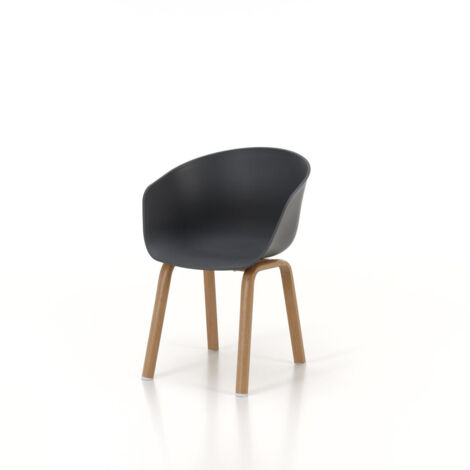 "Set 4 sedie PATRIZIA in metallo color legno e rivestimento grigio"