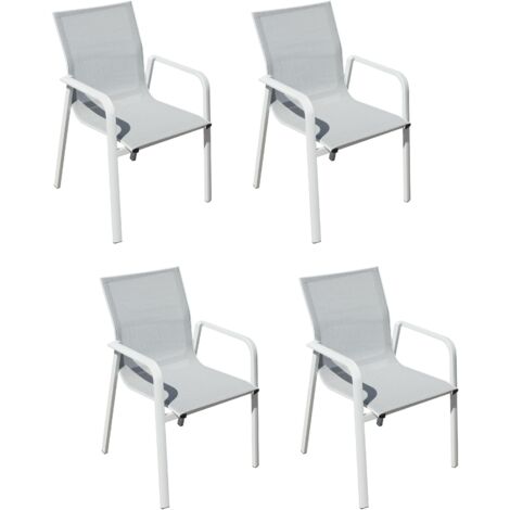 Set 4 Sedie per Esterni con Braccioli Arredamento per Giardini, Ristoranti, Bar Bianche