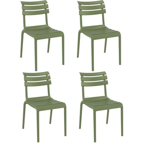 Set 4 Sedie per Esterni Moderne Impilabili per Giardini, Bar, Ristoranti Verdi