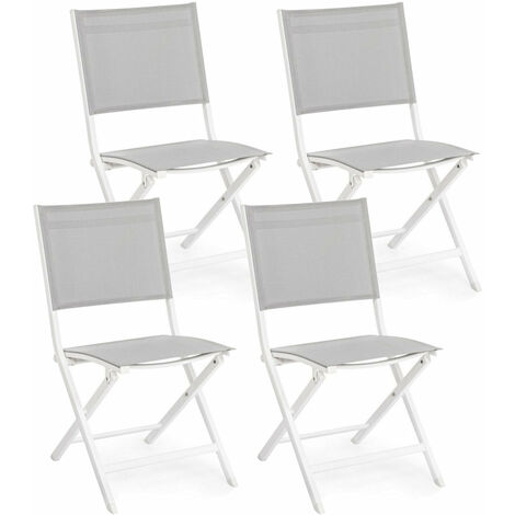 Set 4 Sedie Pieghevole da Giardino 47x57x88h cm Elin Bianco