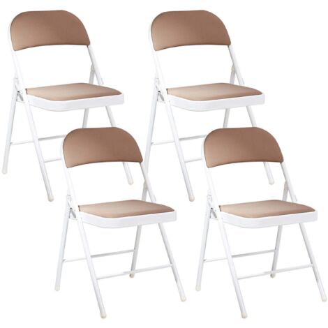Set 4 Sedie Pieghevoli in Metallo beige e bianco Sparks