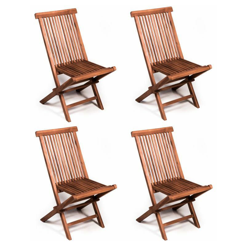 Set 4 sedie da esterno pieghevoli in teak Set 4 sedie in teak