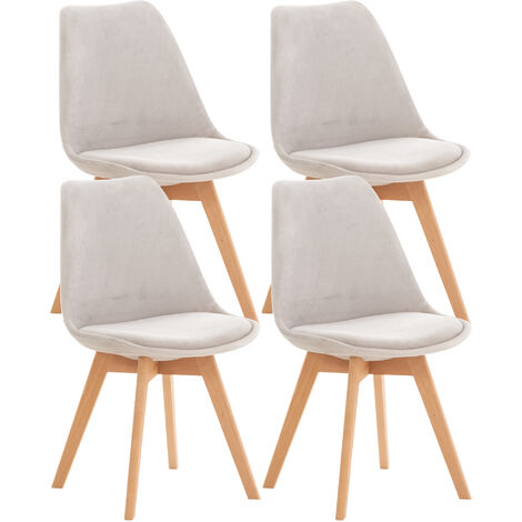 Set 4 Sedie Pranzo Linares grigio chiaro Velluto