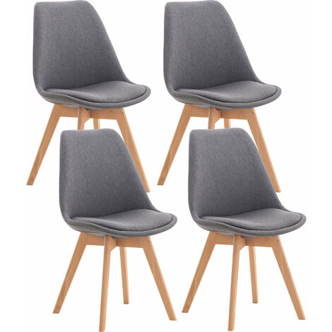 Set 4 Sedie Pranzo Linares grigio Tessuto