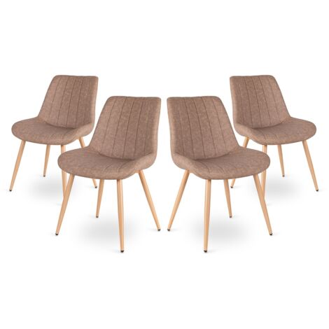 MC HAUS Set 4 sedie pranzo ufficio schienale imbottito beige ENA LATTE MCHAUS