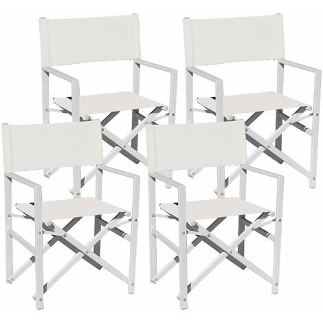 Set 4 Sedie Regista da Giardino 55x52x86 cm in Alluminio Ecrù