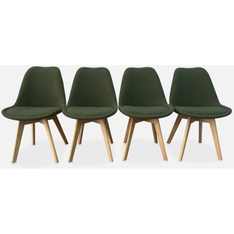 Set 4 sedie scandinave bouclé e gambe in legno