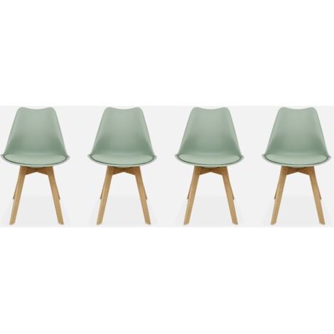 SWEEEK Set di 4 sedie scandinave imbottite, con gambe in legno per sala da pranzo