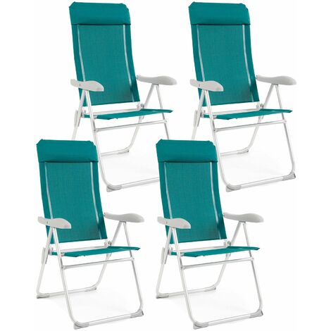 Set 4 Sedie Sdraio Pieghevole 57x65x110 cm in Alluminio Cayo Ottanio