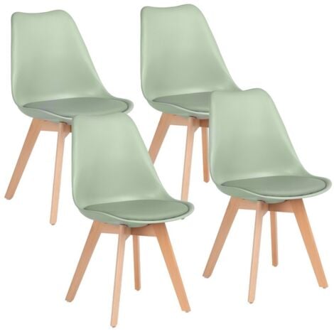 Set 4 sedie stile nordico gambe legno verde chiaro - Candice