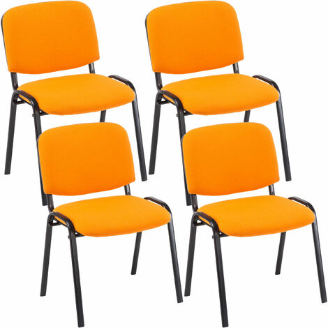 Set 4 Sedie Ufficio Visitatore Ken Imbottite In Tessuto arancione