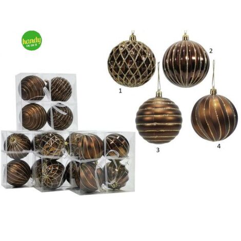 Set 4 sfere natalizie general trade Ø10cm marrone