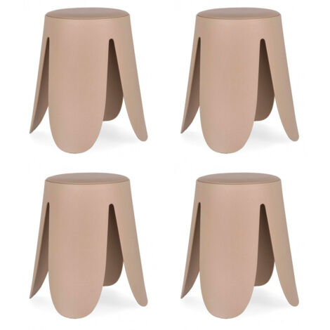 Set 4 Sgabelli  Ø37x47 cm in Similpelle Imogen Avorio